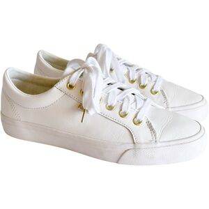 Keds Jump Kick Leather Lace-Up White Gold Casual Sneakers Women’s 7 Shoe WH63681